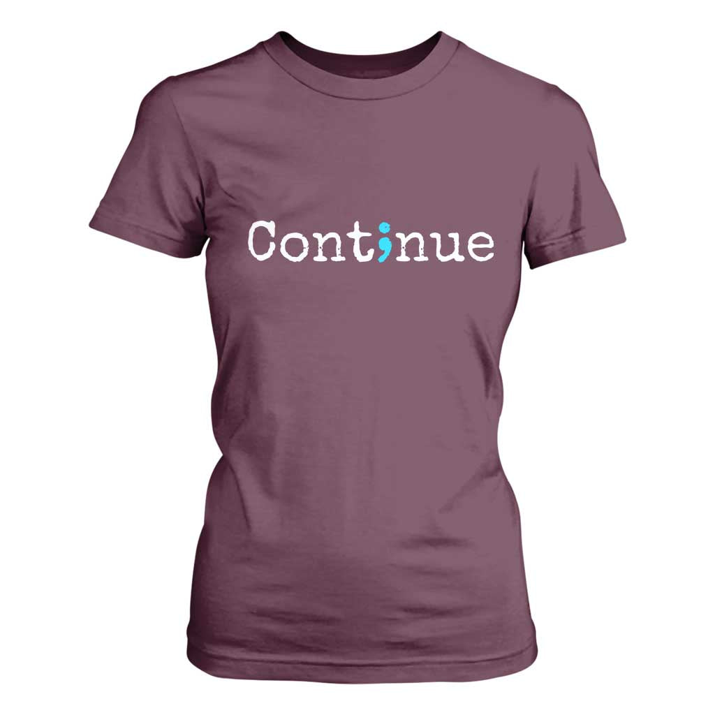 Mental Health & Suicide Prevention T Shirt For Women Semicolon Support Design