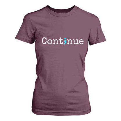 Mental Health & Suicide Prevention T Shirt For Women Semicolon Support Design
