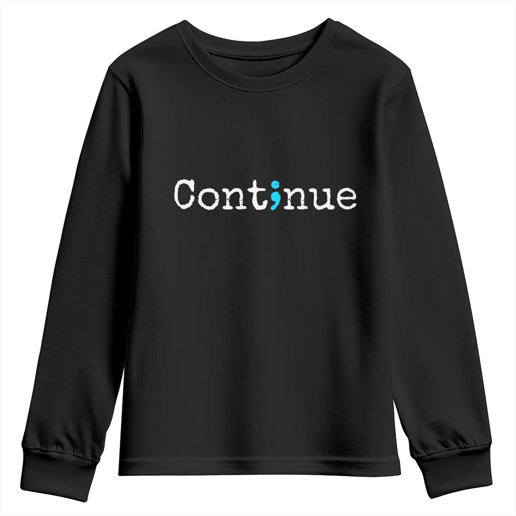 Mental Health & Suicide Prevention Youth Sweatshirt Semicolon Support Design