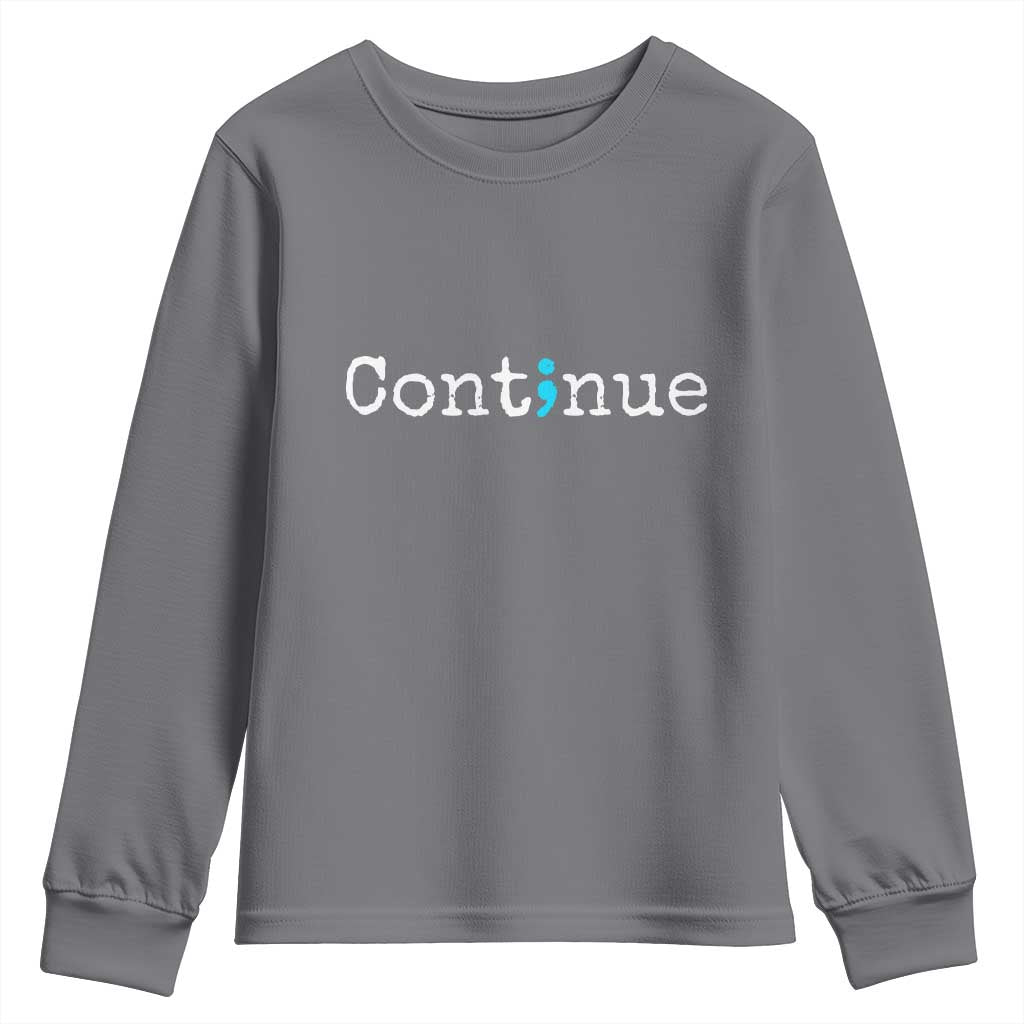 Mental Health & Suicide Prevention Youth Sweatshirt Semicolon Support Design