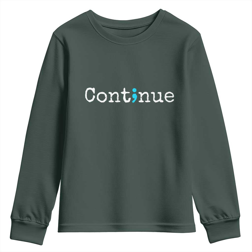 Mental Health & Suicide Prevention Youth Sweatshirt Semicolon Support Design
