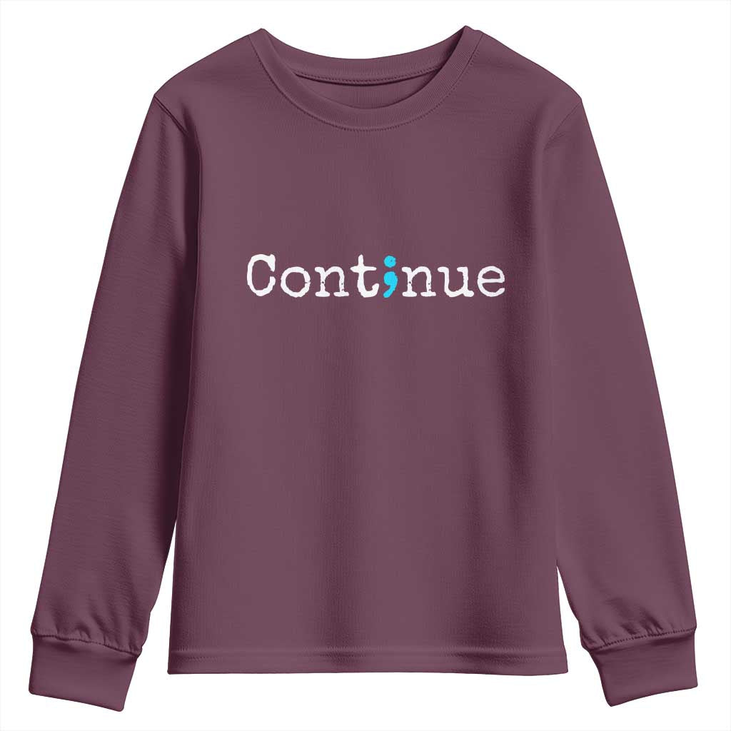 Mental Health & Suicide Prevention Youth Sweatshirt Semicolon Support Design