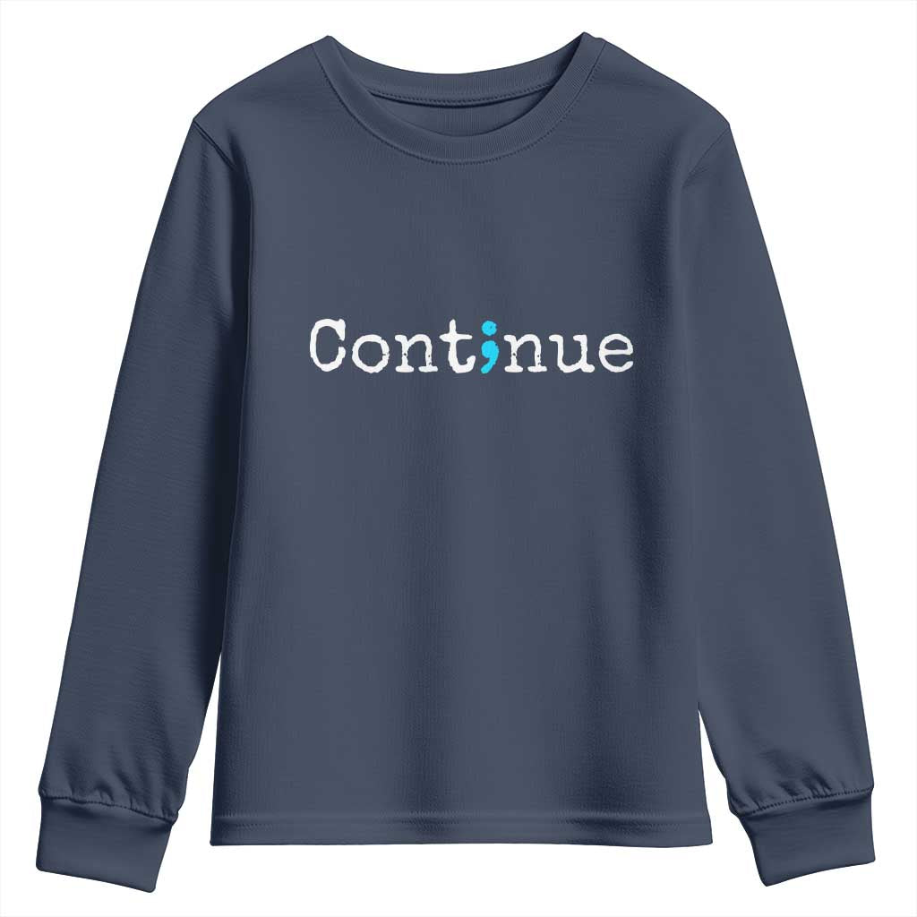 Mental Health & Suicide Prevention Youth Sweatshirt Semicolon Support Design
