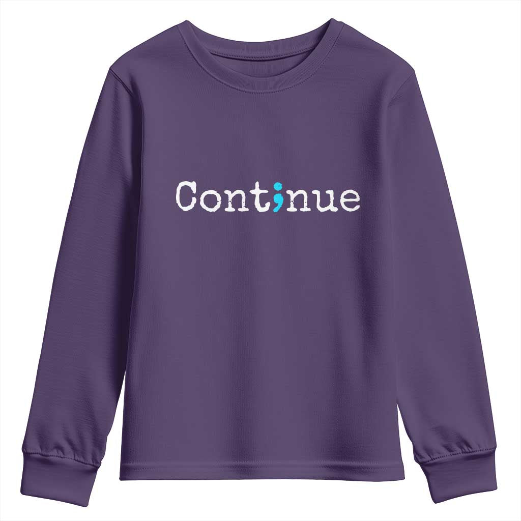 Mental Health & Suicide Prevention Youth Sweatshirt Semicolon Support Design
