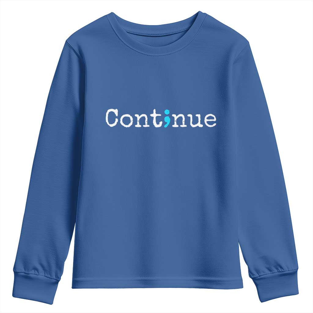 Mental Health & Suicide Prevention Youth Sweatshirt Semicolon Support Design