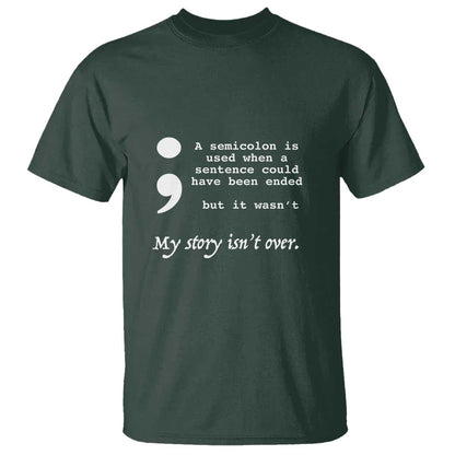 Suicide Prevention Support T Shirt Semicolon Symbol for Mental Health Warrior