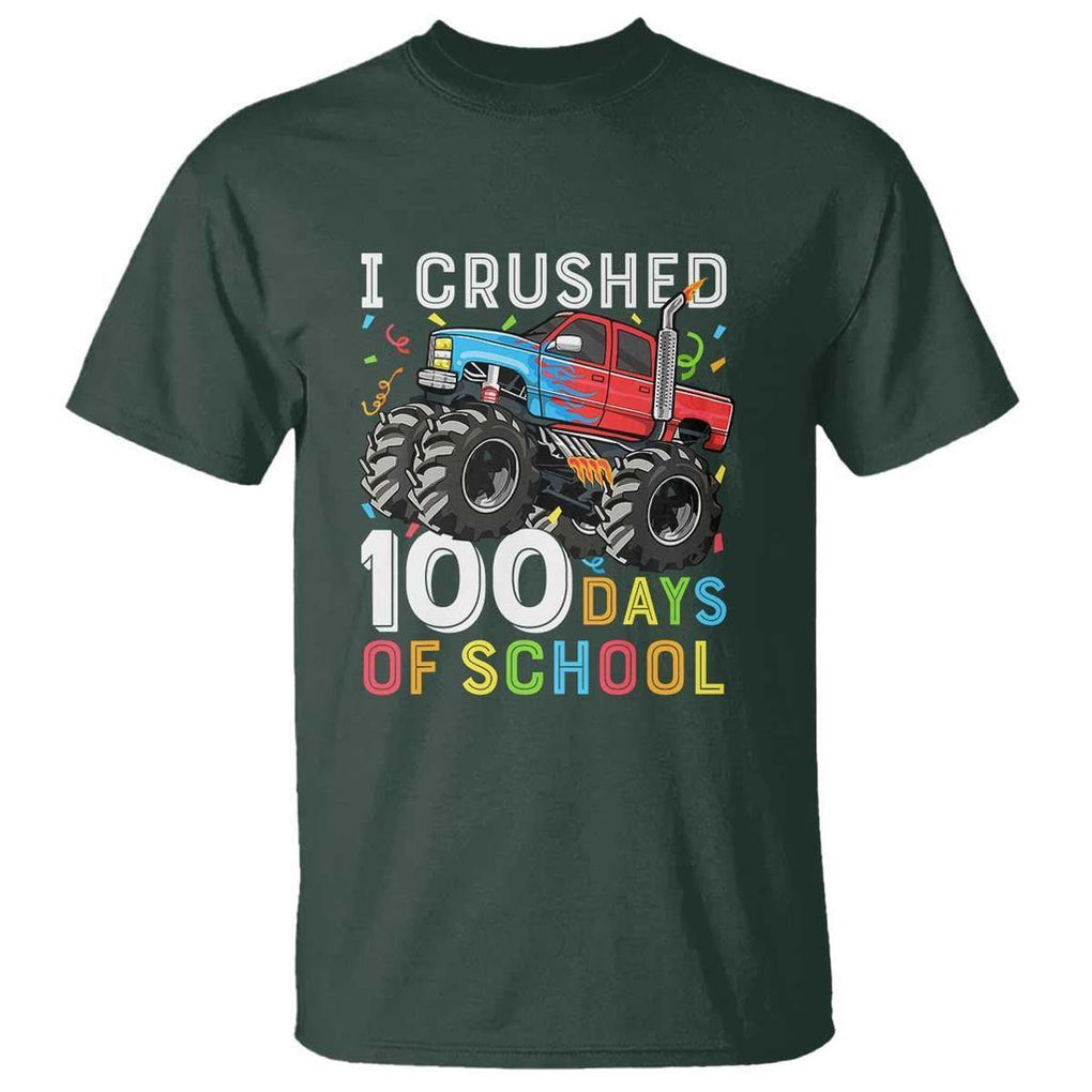100 Days of School Monster Truck T Shirt Boys 100th Day Celebration - FUNOLO