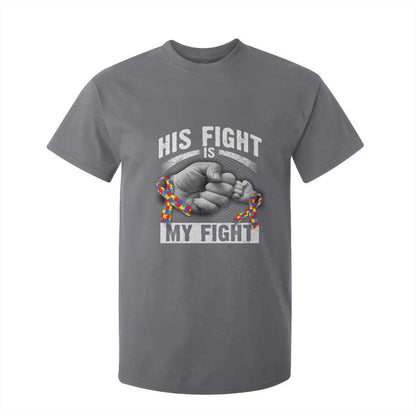 Autism Support T Shirt For Kid His Fight My Fight Fighters Fist Bump