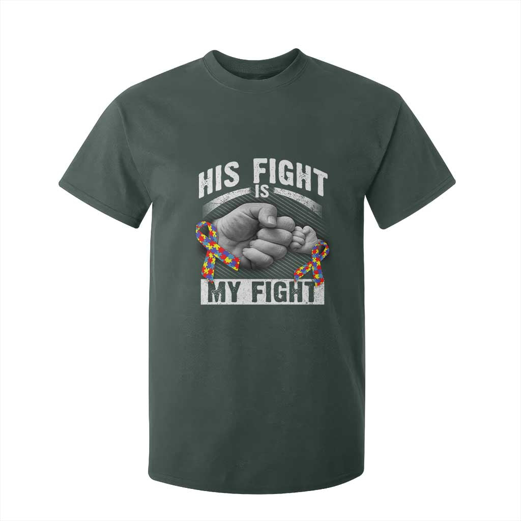 Autism Support T Shirt For Kid His Fight My Fight Fighters Fist Bump