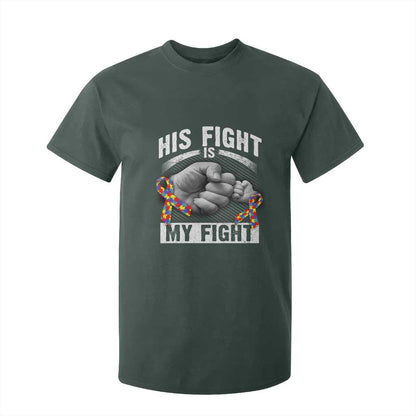 Autism Support T Shirt For Kid His Fight My Fight Fighters Fist Bump