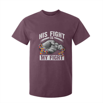 Autism Support T Shirt For Kid His Fight My Fight Fighters Fist Bump