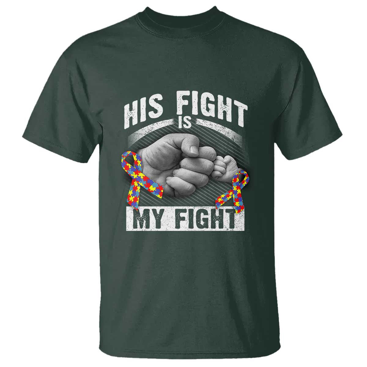 Autism Support T Shirt His Fight My Fight Fighters Fist Bump
