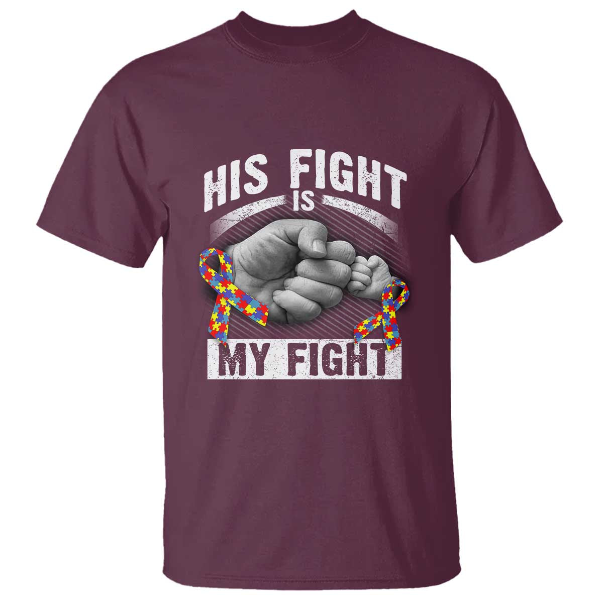 Autism Support T Shirt His Fight My Fight Fighters Fist Bump