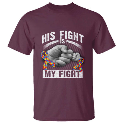 Autism Support T Shirt His Fight My Fight Fighters Fist Bump