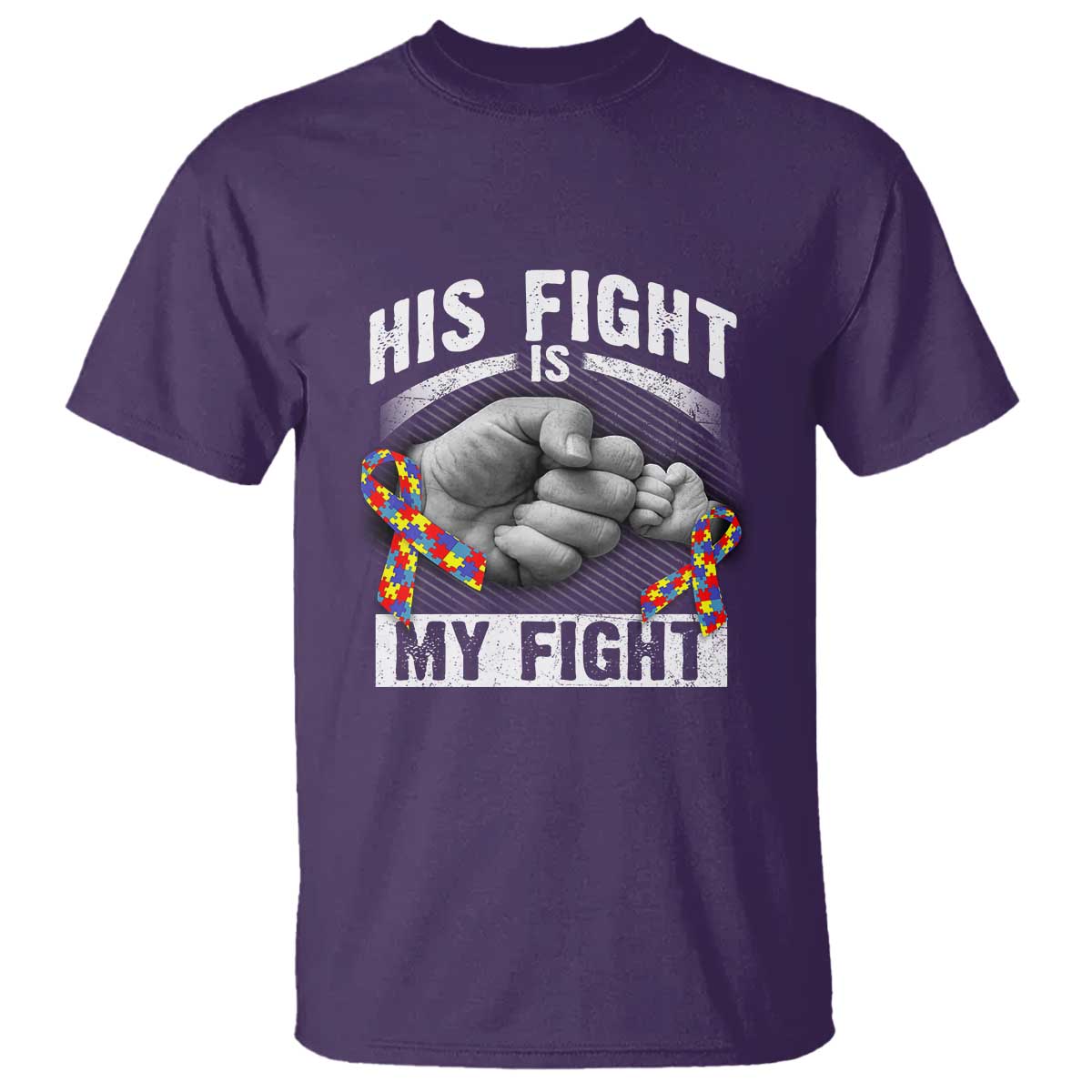 Autism Support T Shirt His Fight My Fight Fighters Fist Bump