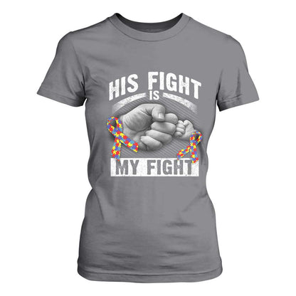 Autism Support T Shirt For Women His Fight My Fight Fighters Fist Bump