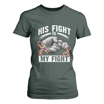Autism Support T Shirt For Women His Fight My Fight Fighters Fist Bump