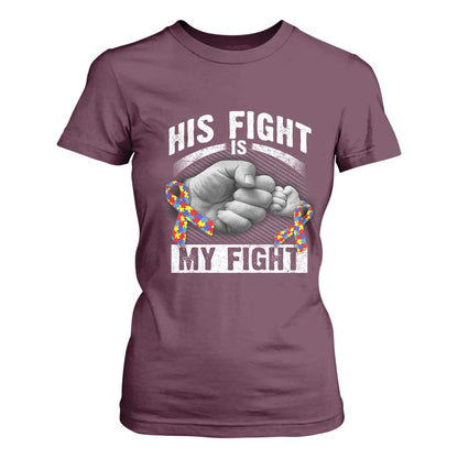 Autism Support T Shirt For Women His Fight My Fight Fighters Fist Bump