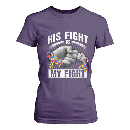 Autism Support T Shirt For Women His Fight My Fight Fighters Fist Bump