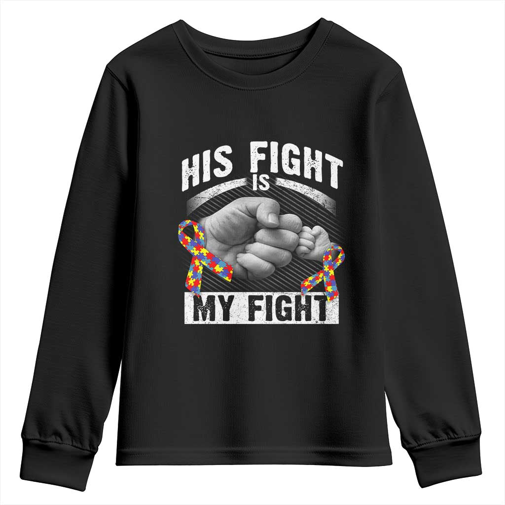 Autism Support Youth Sweatshirt His Fight My Fight Fighters Fist Bump
