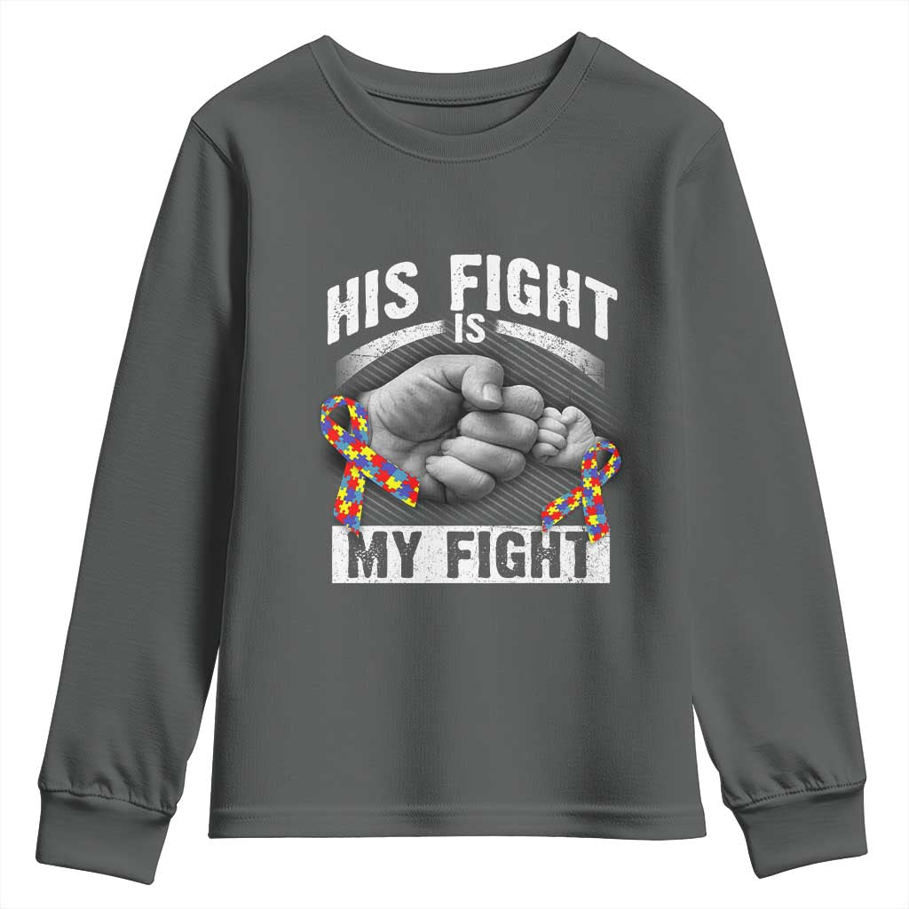 Autism Support Youth Sweatshirt His Fight My Fight Fighters Fist Bump