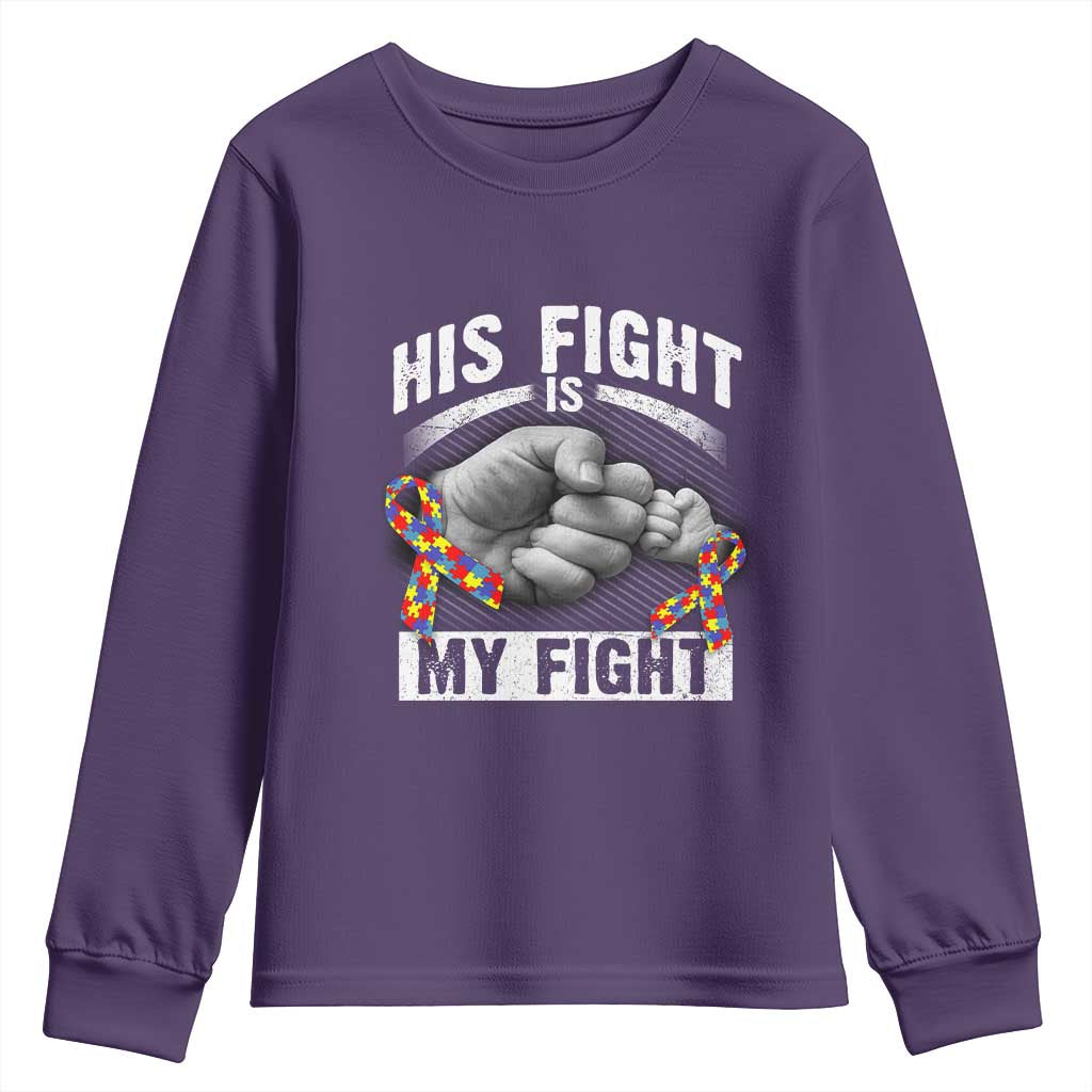 Autism Support Youth Sweatshirt His Fight My Fight Fighters Fist Bump