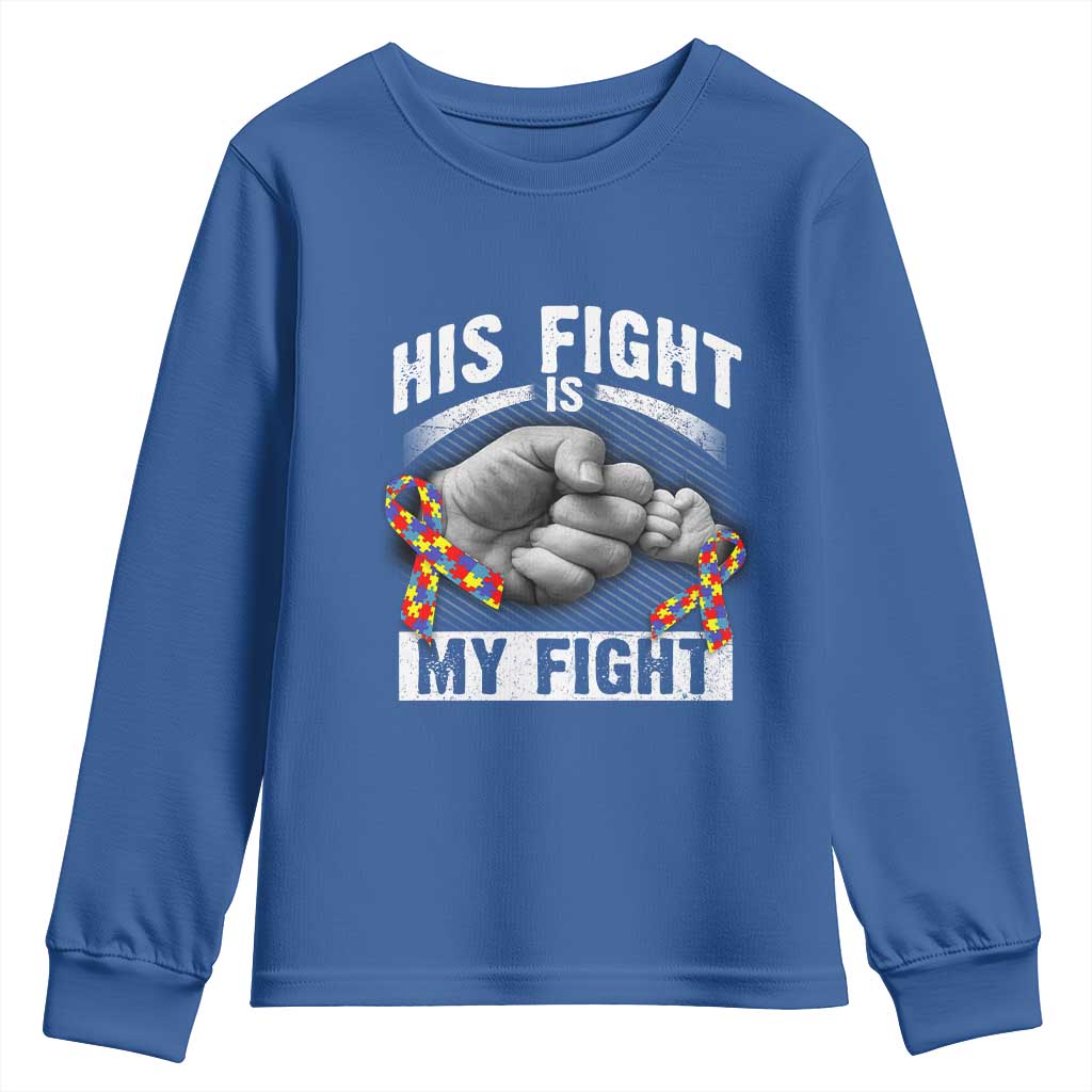 Autism Support Youth Sweatshirt His Fight My Fight Fighters Fist Bump