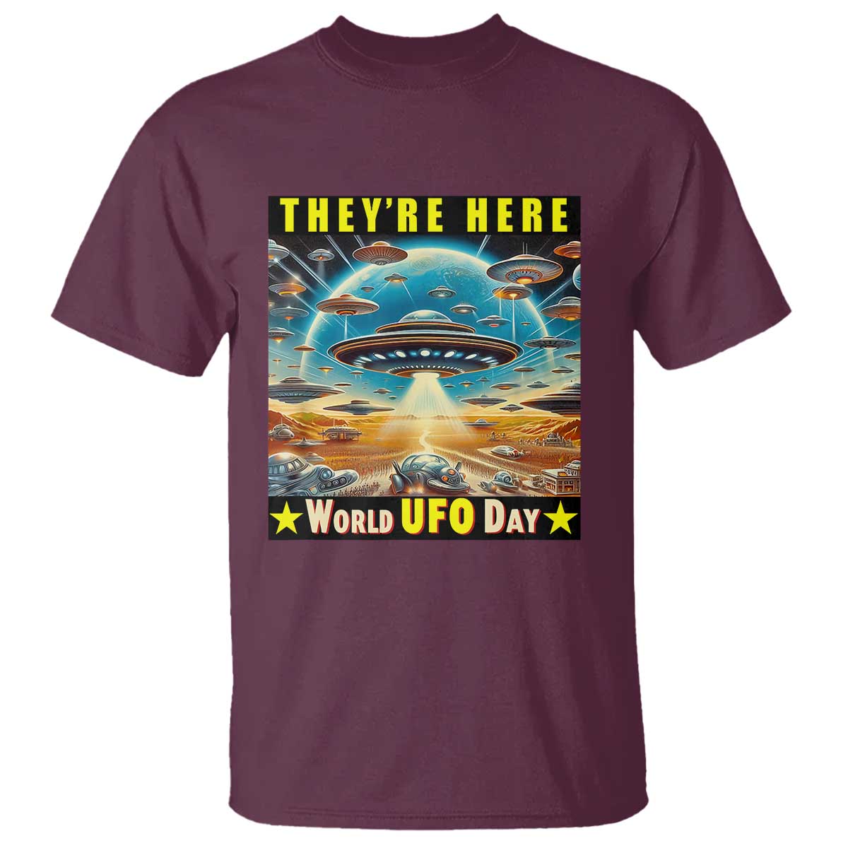 theyre-here-world-ufo-day-july-2nd-t-shirt
