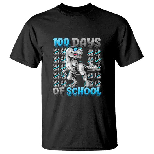 100 Days of School T-Rex T Shirt 100 Days Smarter Celebration - FUNOLO