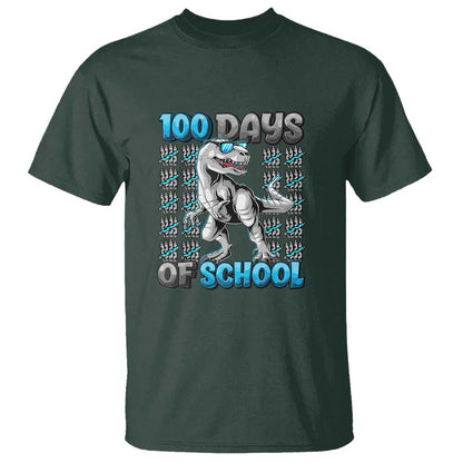 100 Days of School T-Rex T Shirt 100 Days Smarter Celebration - FUNOLO