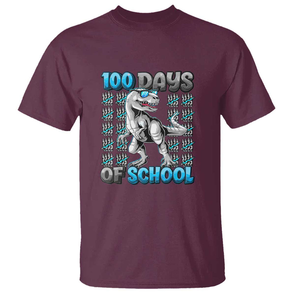100 Days of School T-Rex T Shirt 100 Days Smarter Celebration - FUNOLO