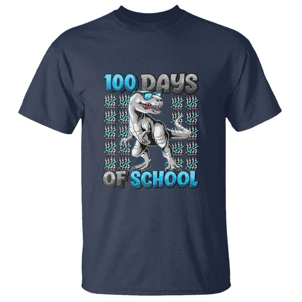 100 Days of School T-Rex T Shirt 100 Days Smarter Celebration - FUNOLO