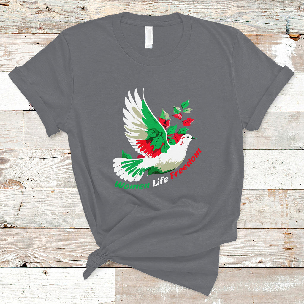 women-life-freedom-farsi-support-iran-pigeon-t-shirt