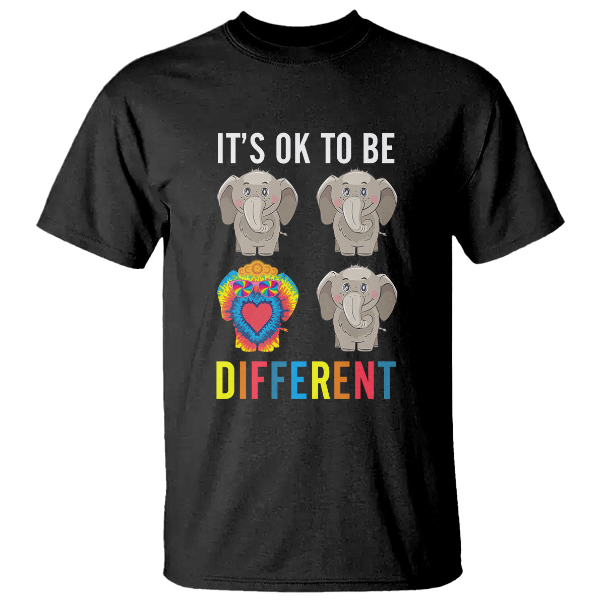 autism-acceptance-t-shirt-its-ok-to-be-different-tie-dye-elephant-hippy-style