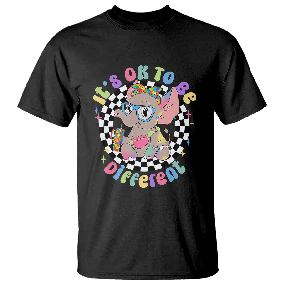 support-autism-t-shirt-its-okay-to-be-different-funny-elephant