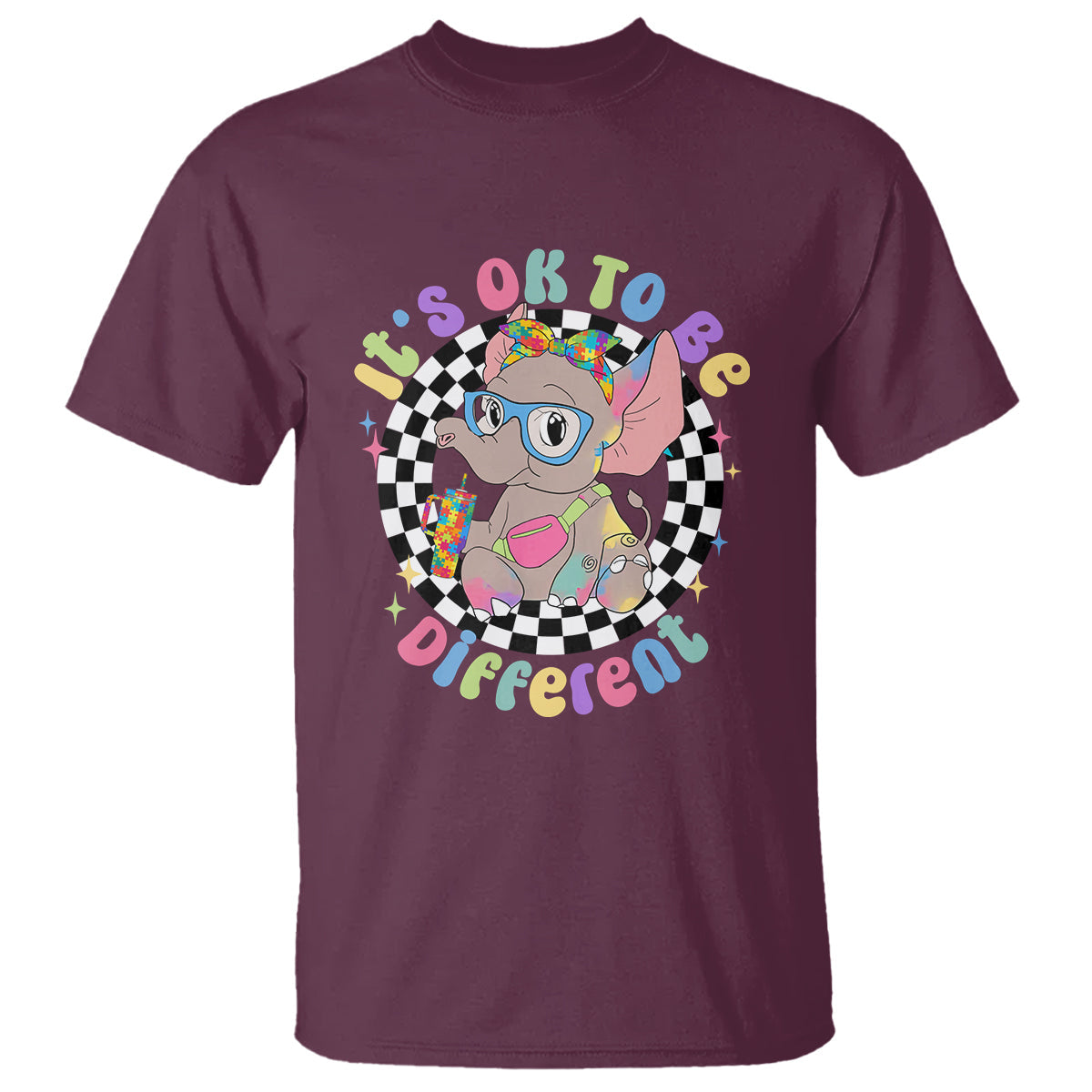 support-autism-t-shirt-its-okay-to-be-different-funny-elephant