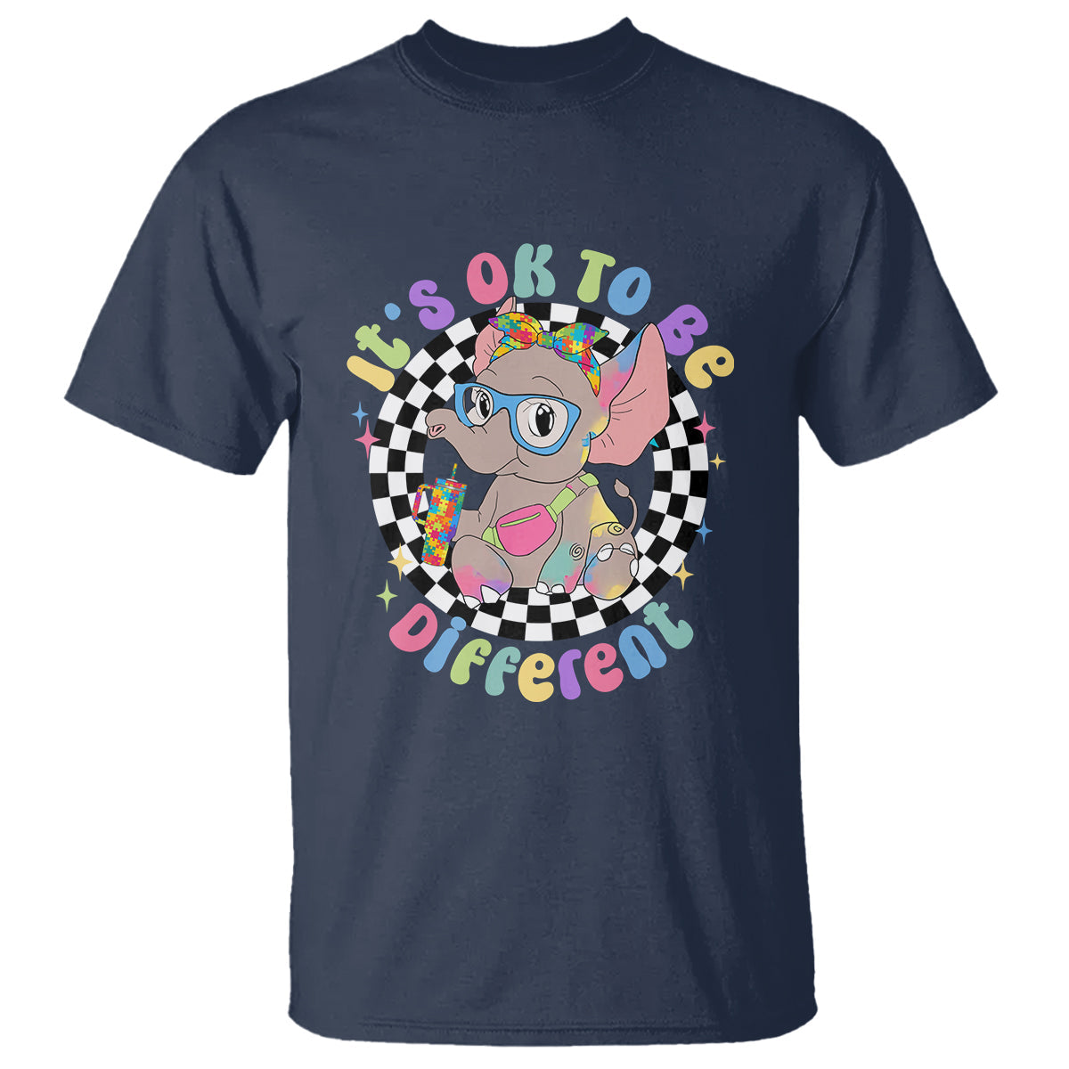 support-autism-t-shirt-its-okay-to-be-different-funny-elephant