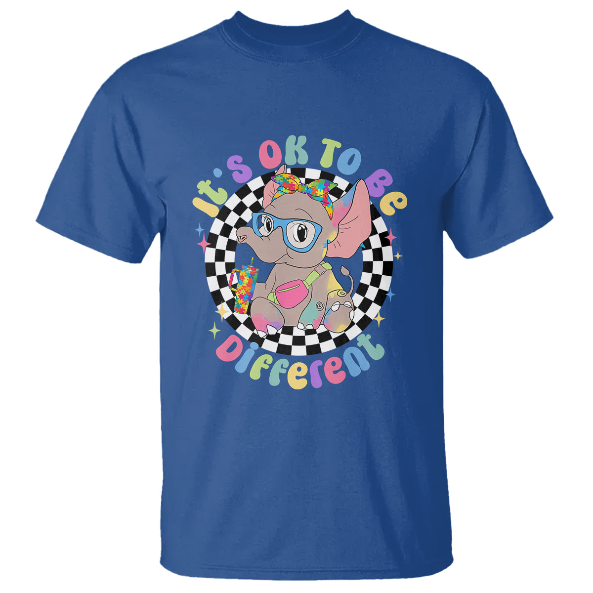 support-autism-t-shirt-its-okay-to-be-different-funny-elephant