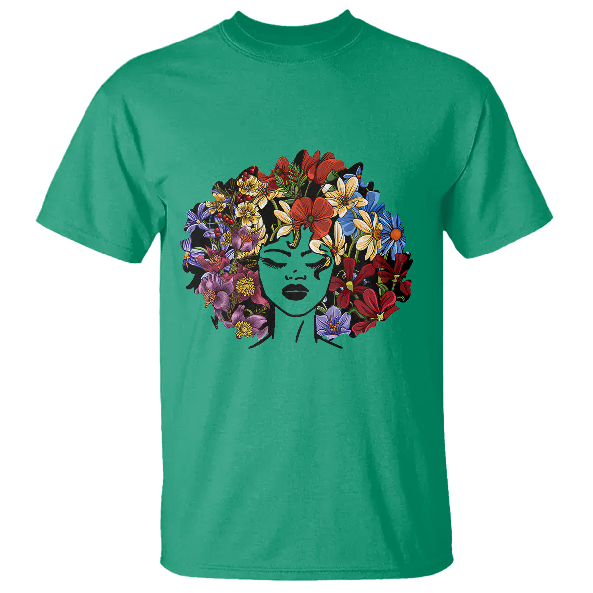 black-history-themed-t-shirt-for-women-afro-flower-hair-juneteenth-1