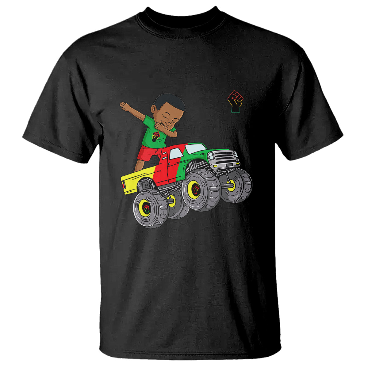 funny-black-history-t-shirt-african-kids-dabbing-black-king-in-monster-truck-1