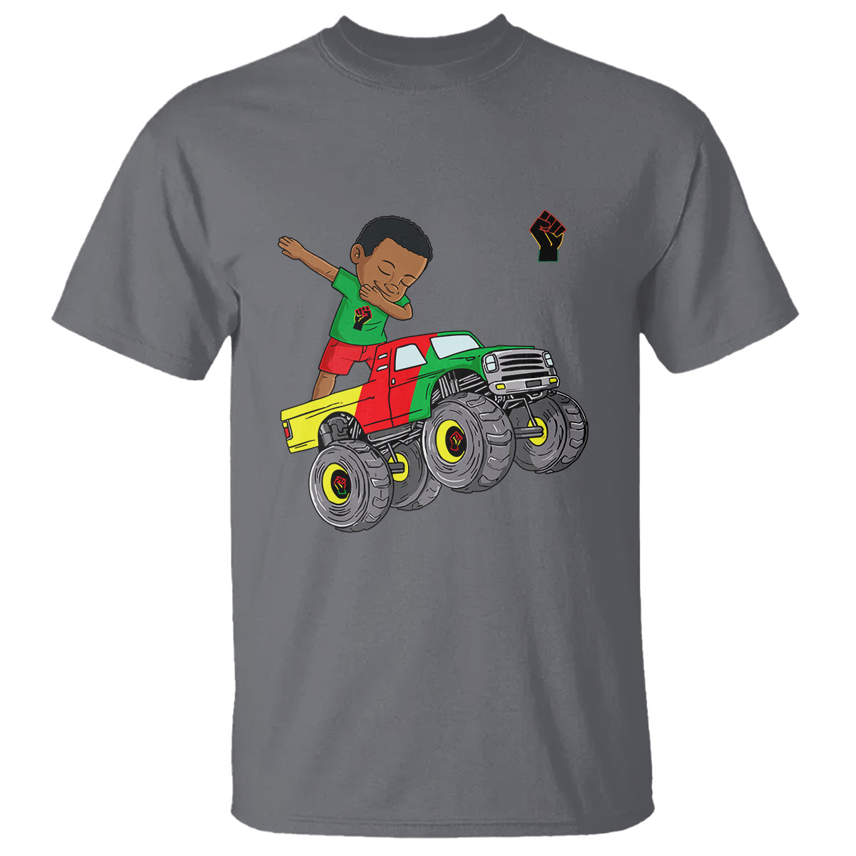 funny-black-history-t-shirt-african-kids-dabbing-black-king-in-monster-truck-1