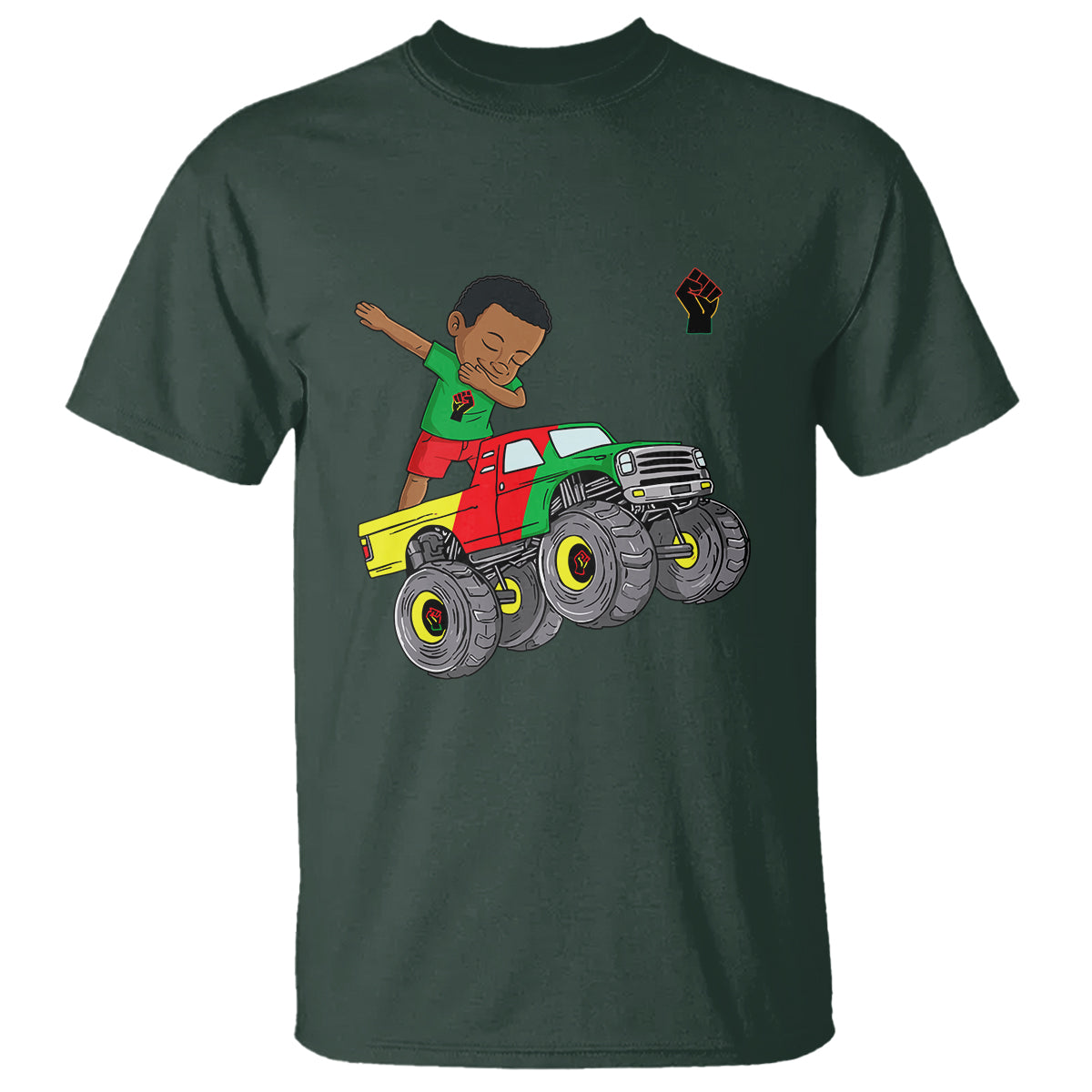 funny-black-history-t-shirt-african-kids-dabbing-black-king-in-monster-truck-1