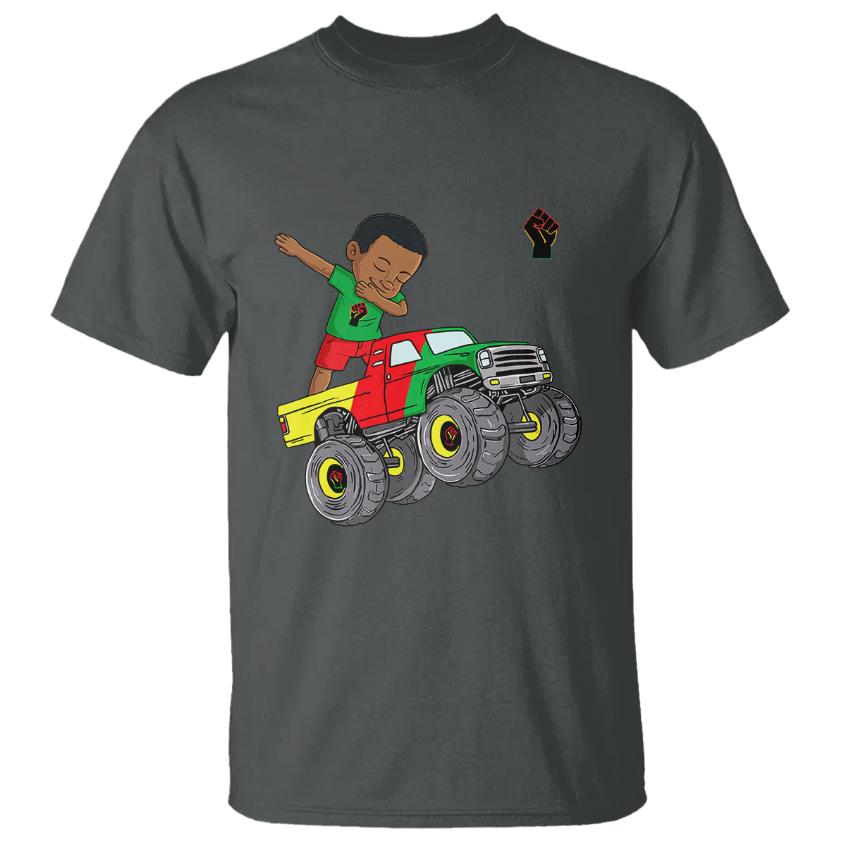 funny-black-history-t-shirt-african-kids-dabbing-black-king-in-monster-truck-1