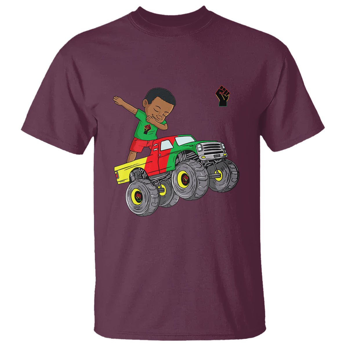 funny-black-history-t-shirt-african-kids-dabbing-black-king-in-monster-truck-1