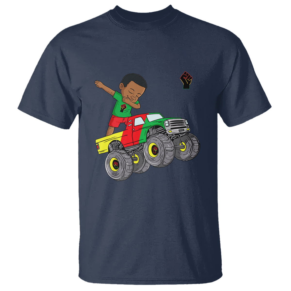 funny-black-history-t-shirt-african-kids-dabbing-black-king-in-monster-truck-1