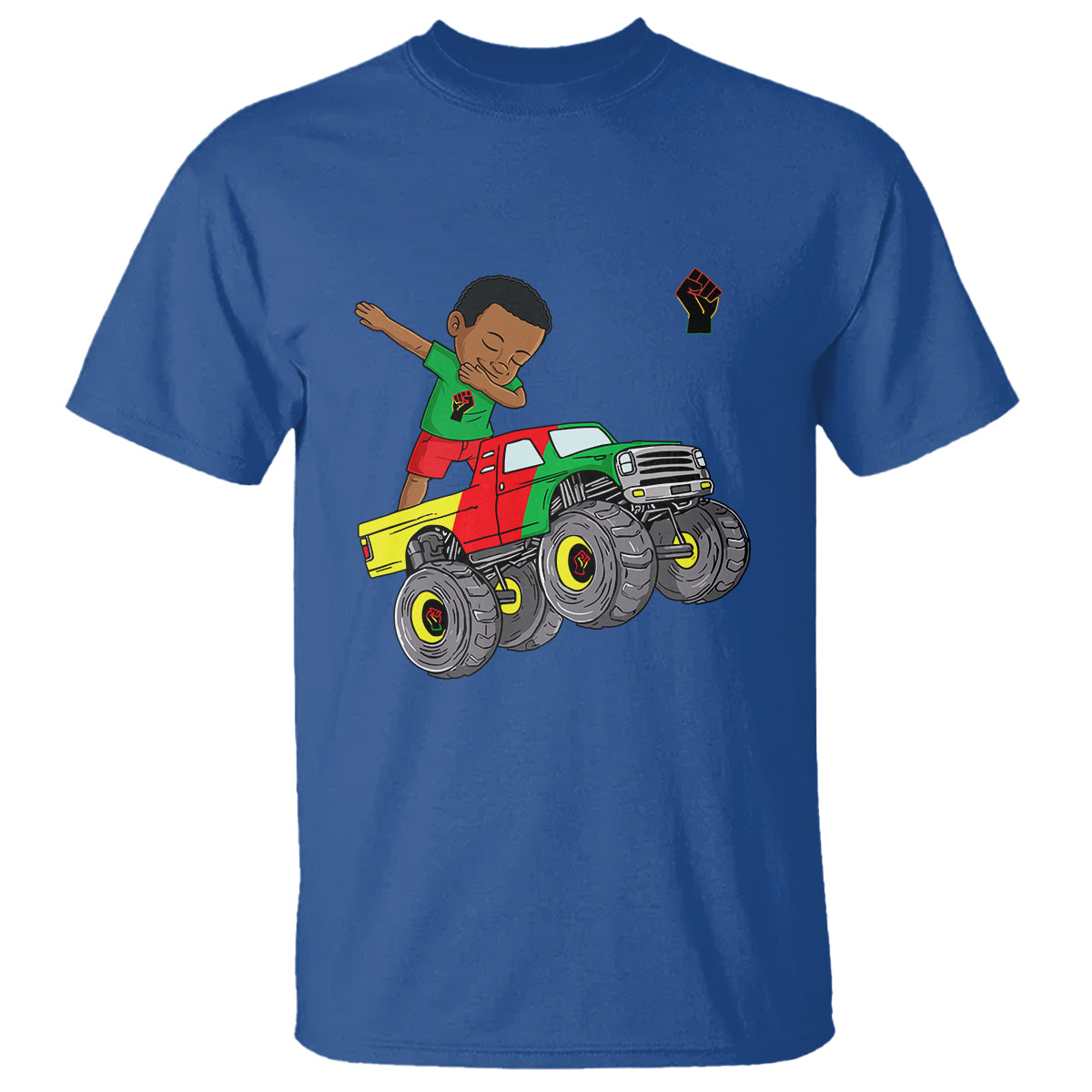 funny-black-history-t-shirt-african-kids-dabbing-black-king-in-monster-truck-1