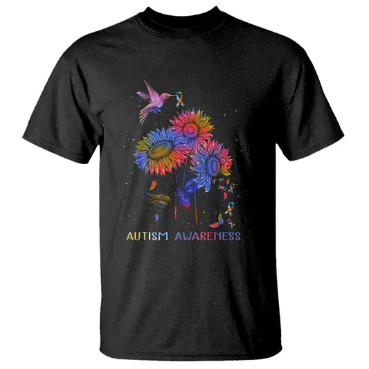 autism-awareness-t-shirt-colorful-sunflower-with-bird-spectrum-ribbon