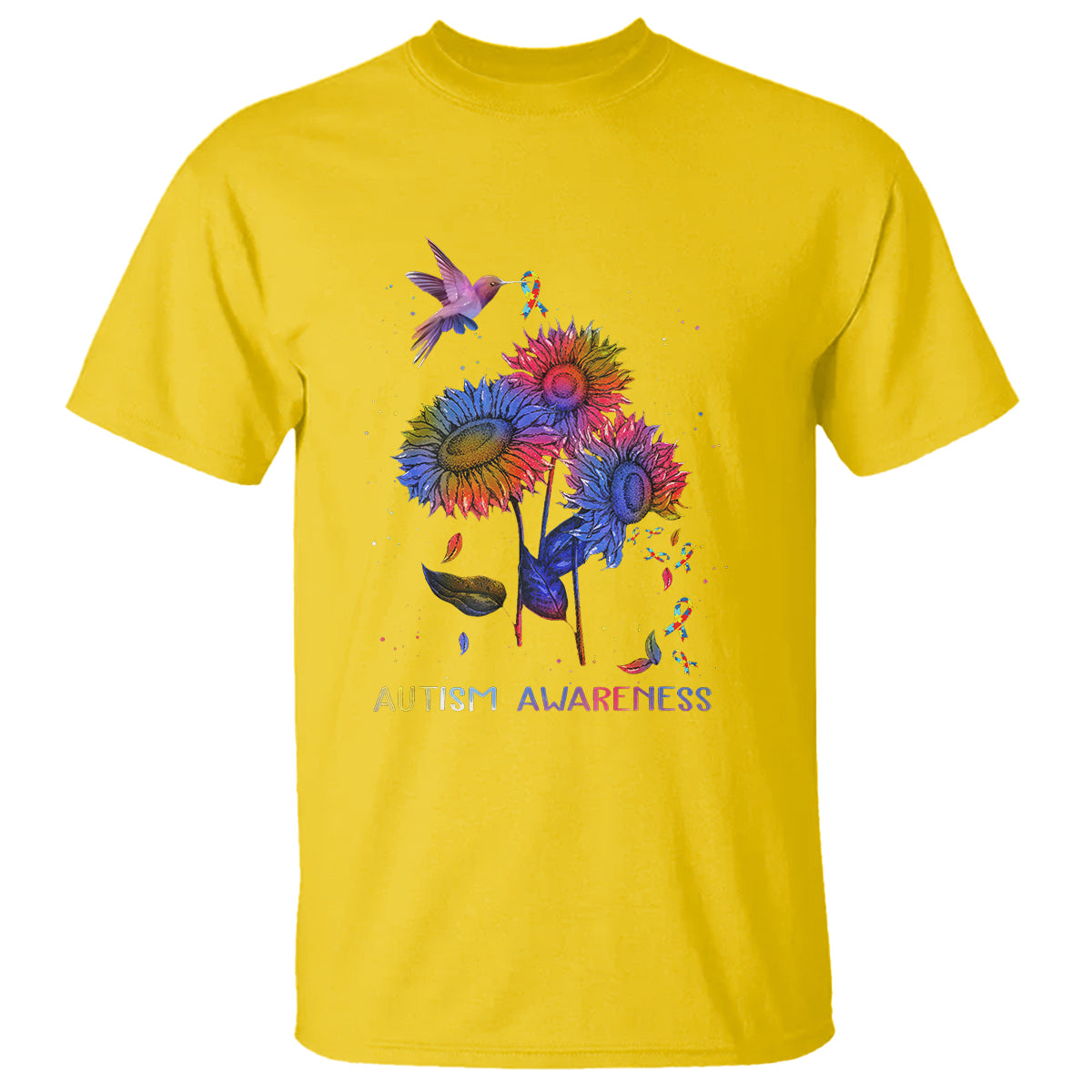 autism-awareness-t-shirt-colorful-sunflower-with-bird-spectrum-ribbon