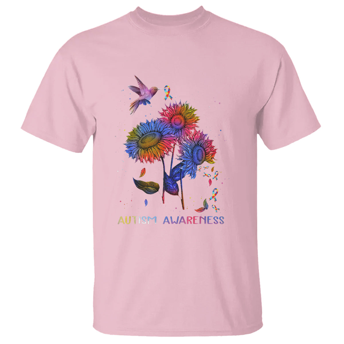 autism-awareness-t-shirt-colorful-sunflower-with-bird-spectrum-ribbon