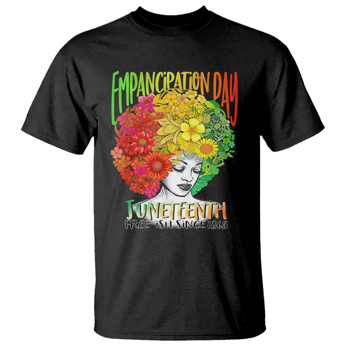 freeish-juneteenth-t-shirt-black-women-with-flowers-in-her-hair-freedom-day-african-american-june-19th-1865